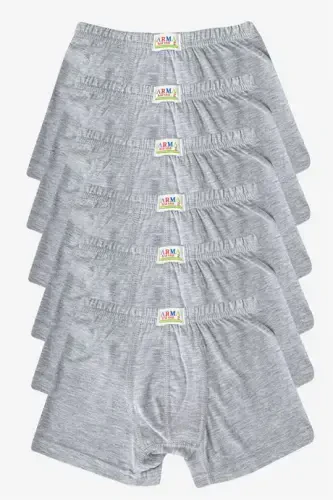Boys Plain Cotton Lycra Gray Boxer 6 Pack - 1