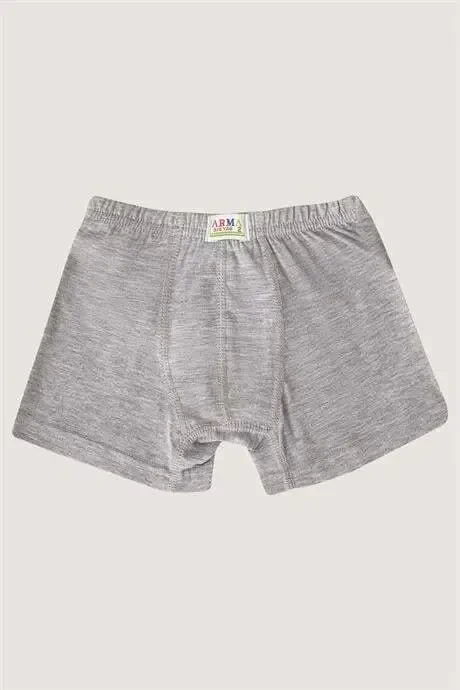 Boys Plain Cotton Lycra Gray Boxer 6 Pack - 3