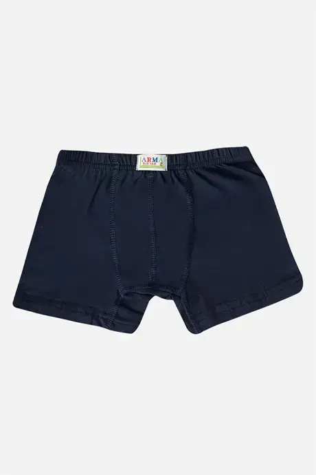 Boys Plain Cotton Lycra Navy Boxer 6-Pack - 2