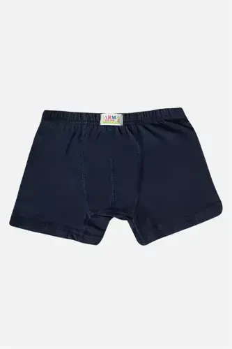 Boys Plain Cotton Lycra Navy Boxer 6-Pack - 4