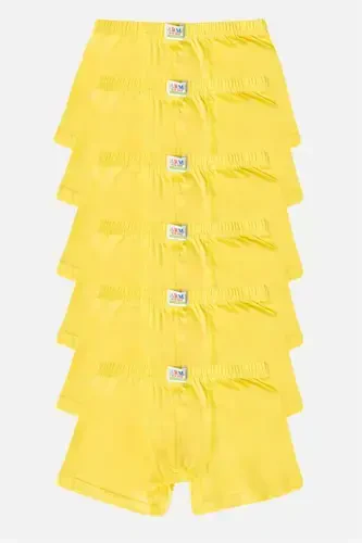 Boys Plain Cotton Lycra Yellow Boxer 6-Pack - 1