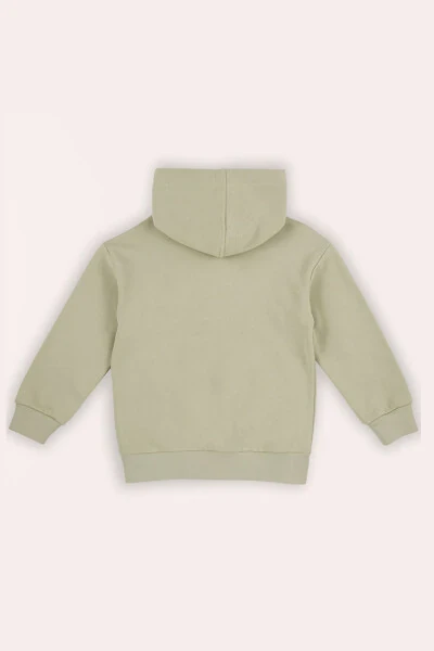 Boys Pocket Detailed Hooded Green Sweatshirt - Modazone (1)
