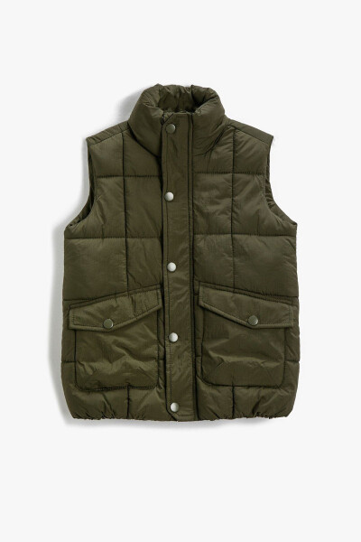 Boys' Pocket Stand Collar Puffer Vest 3wkb20006tw - 1