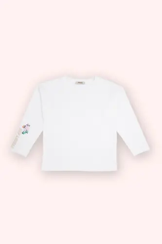 Boys Print Detailed Long Sleeve White T-shirt - 1