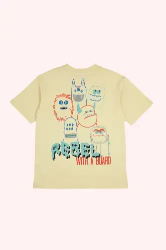 Boy's Printed Detailed Yellow T-Shirt - PANÇO (1)