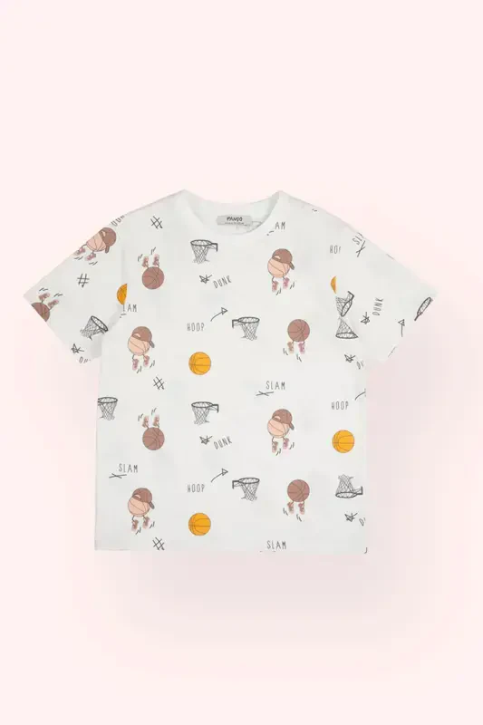 Boys' Printed Ecru T-Shirt - 1