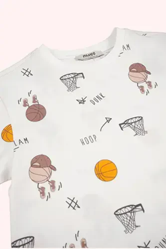 Boys' Printed Ecru T-Shirt - PANÇO (1)