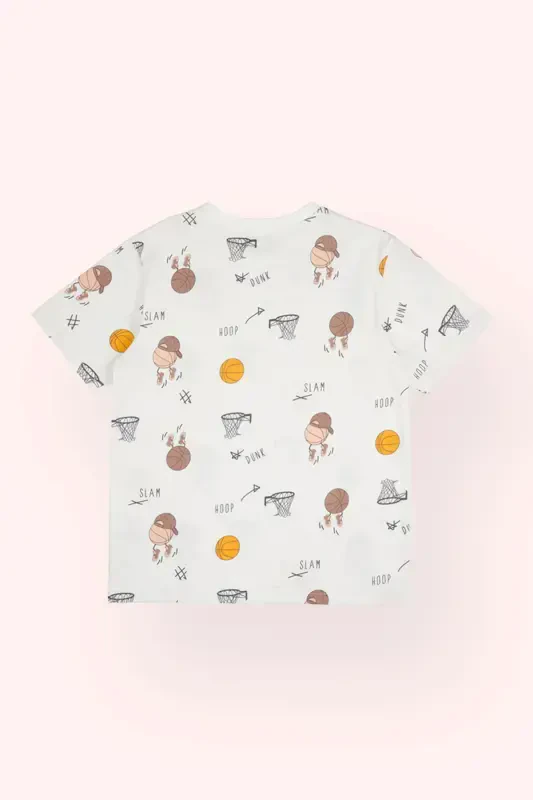 Boys' Printed Ecru T-Shirt - 3
