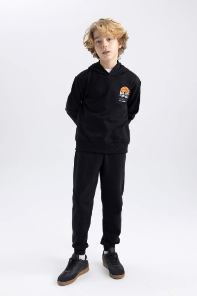 Boys' Printed Hooded Sweatshirt in Black - 2