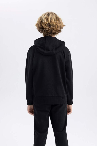 Boys' Printed Hooded Sweatshirt in Black - 5