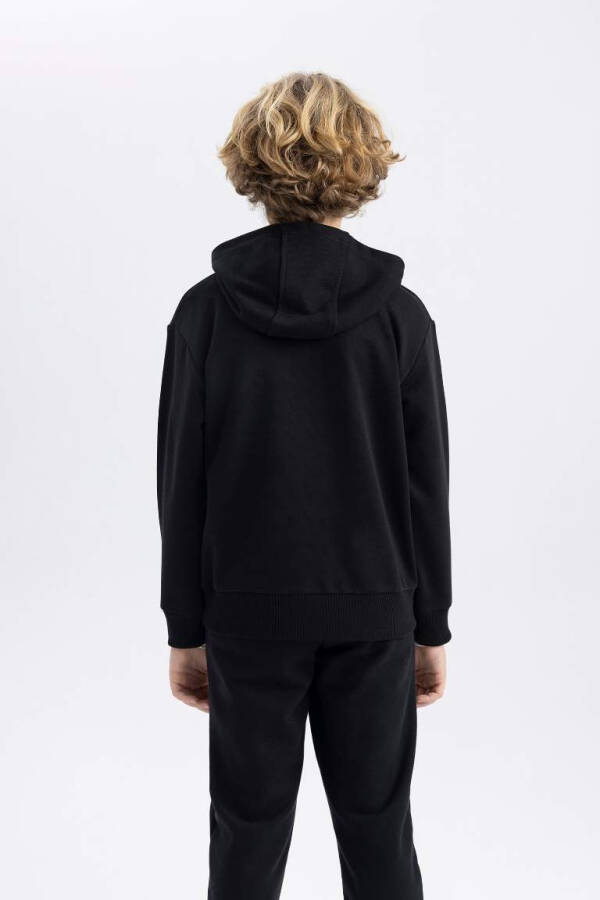 Boys' Printed Hooded Sweatshirt in Black - 5