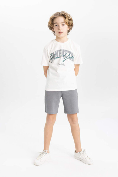 Boys' Printed Short Sleeve T-Shirt and Shorts 2-Piece Set (Ecru) - 2