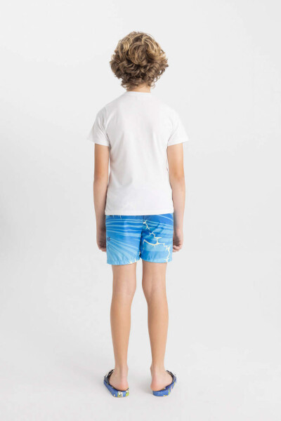 Boys Printed Short Sleeve T-shirt and Swim Shorts 2 Piece Set Navy Blue - 6