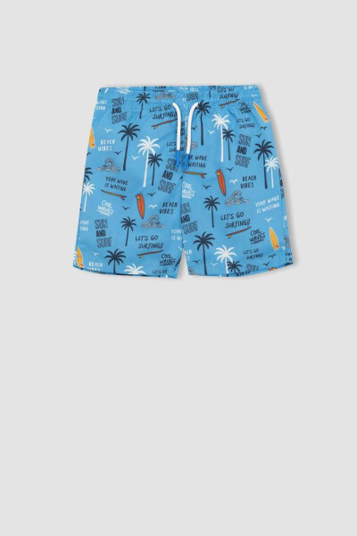 Boys' Printed Short Sleeve T-Shirt & Swim Shorts 2 Piece Set (Blue) - 5