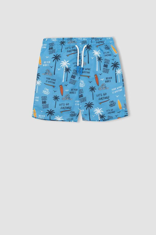 Boys' Printed Short Sleeve T-Shirt & Swim Shorts 2 Piece Set (Blue) - 5