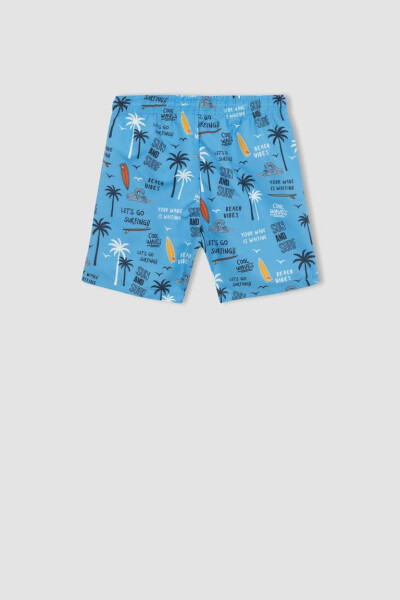 Boys' Printed Short Sleeve T-Shirt & Swim Shorts 2 Piece Set (Blue) - 9