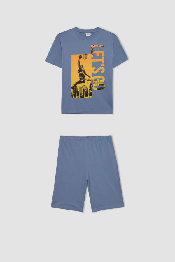 Boys' Printed Short-Sleeved T-Shirt & Shorts 2-Piece Set Blue - 11