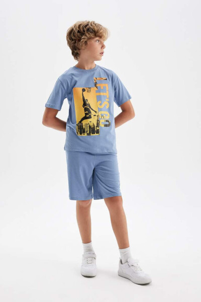 Boys' Printed Short-Sleeved T-Shirt & Shorts 2-Piece Set Blue - 1