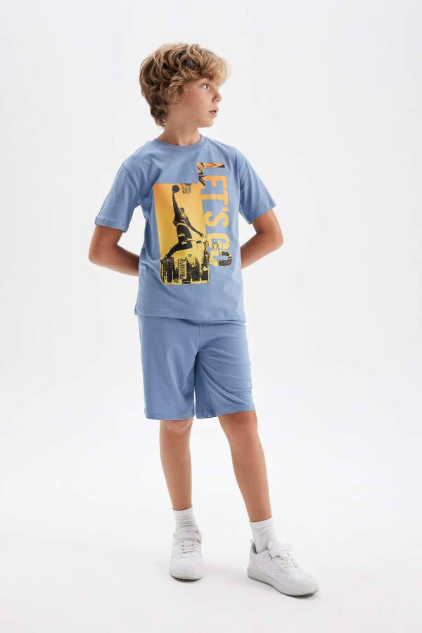 Boys' Printed Short-Sleeved T-Shirt & Shorts 2-Piece Set Blue - 1