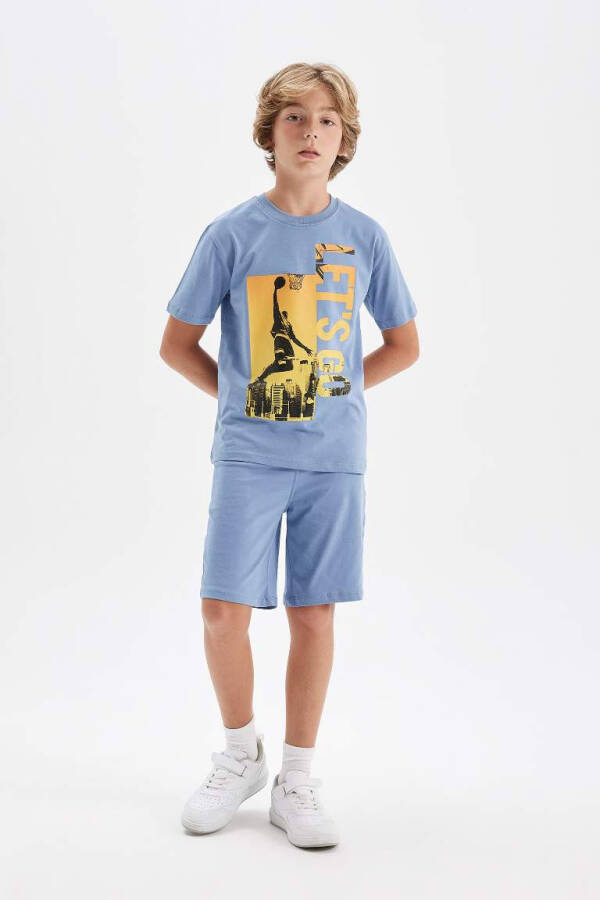 Boys' Printed Short-Sleeved T-Shirt & Shorts 2-Piece Set Blue - 2