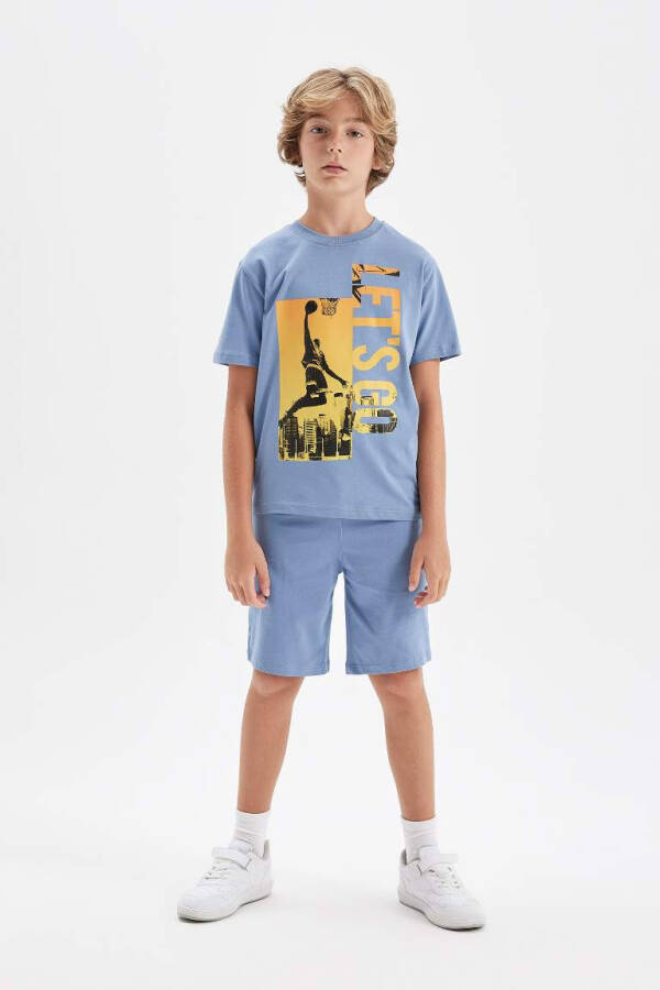 Boys' Printed Short-Sleeved T-Shirt & Shorts 2-Piece Set Blue - 3