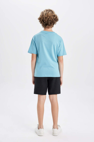 Boys Printed Short-Sleeved T-Shirt Shorts 2-Piece Set Light Blue - 5