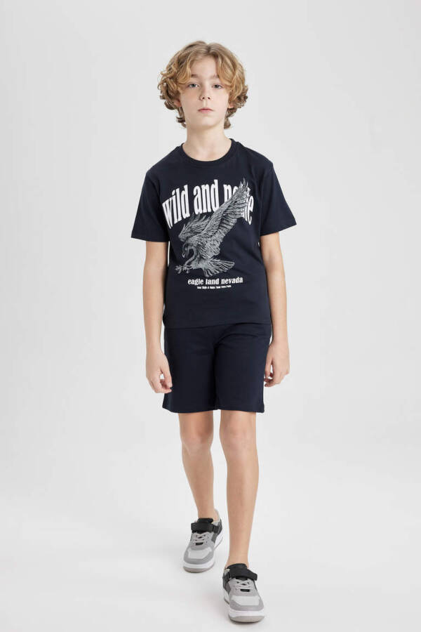 Boys' Printed Short-Sleeved T-Shirt Shorts 2-Piece Set Navy - 2