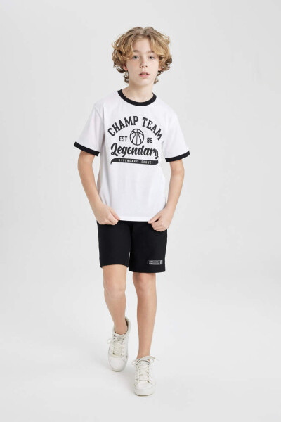 Boys' Printed T-Shirt Shorts 2-Piece Set White - 1