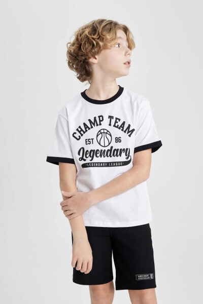 Boys' Printed T-Shirt Shorts 2-Piece Set White - 8