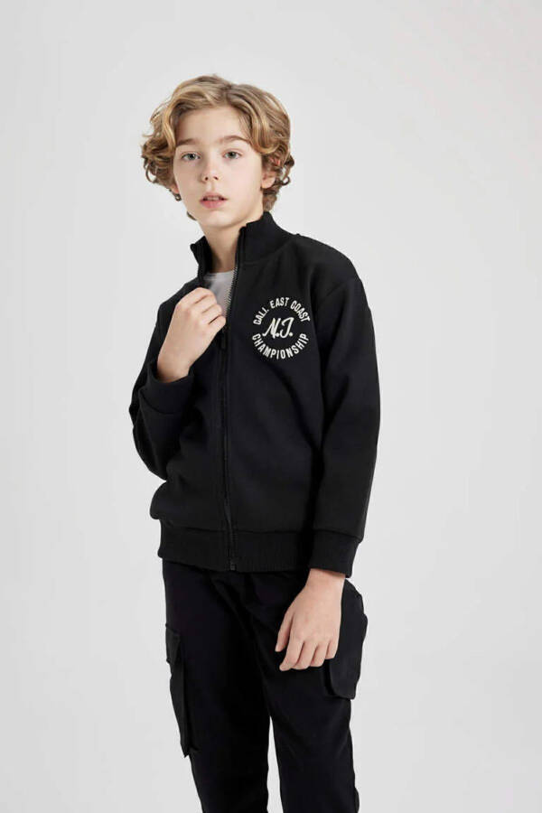 Boys Printed Zippered Sweatshirt: B6634a8bk81mc - 1