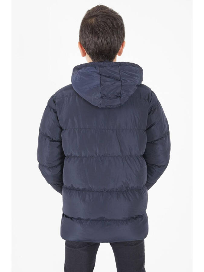 Boys' Puffer Jacket Plain Design Navy Blue 15674 - 5