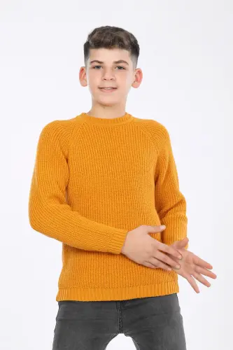 Boys' Regular Fit Basic Knit Sweater (4-13) Years - ORANGE - 1