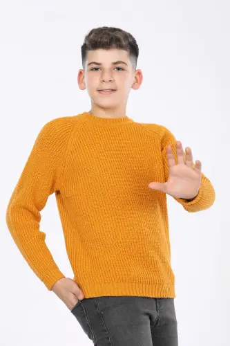 Boys' Regular Fit Basic Knit Sweater (4-13) Years - ORANGE - CLOUDY KIDS (1)