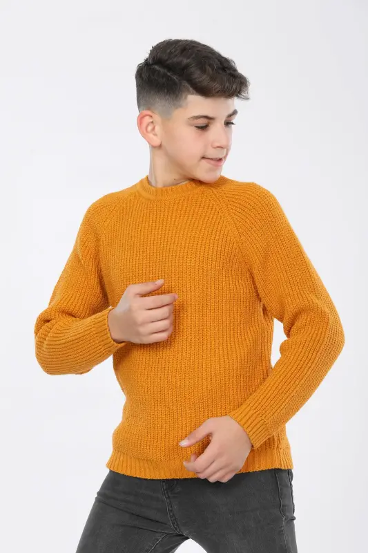 Boys' Regular Fit Basic Knit Sweater (4-13) Years - ORANGE - 3