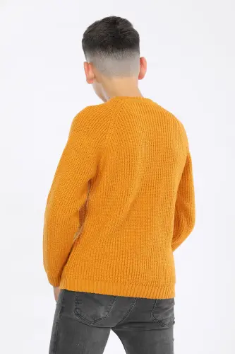 Boys' Regular Fit Basic Knit Sweater (4-13) Years - ORANGE - 4