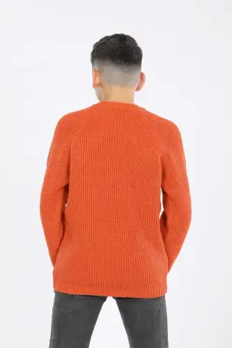 Boys Regular Fit Basic Knitted Sweater (4-13) Age-ORANGE - 4
