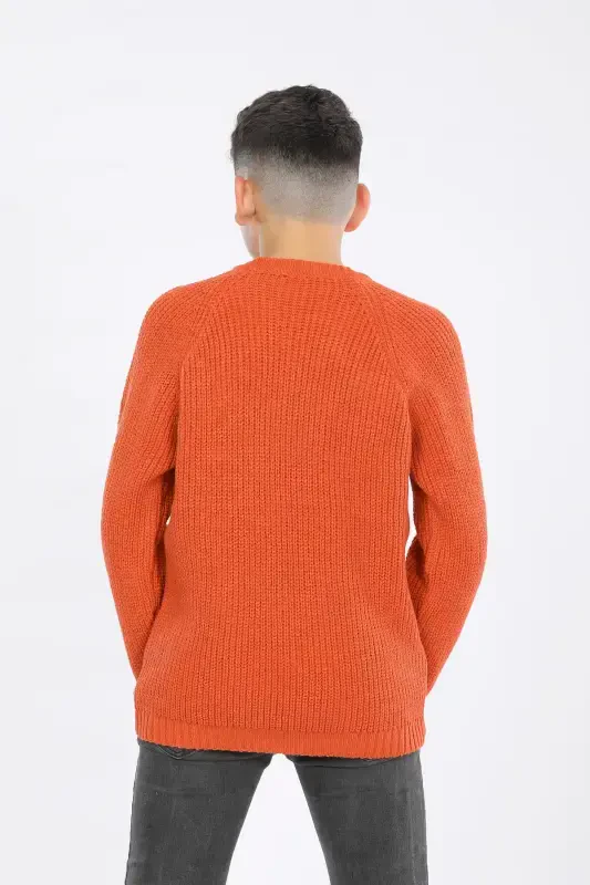 Boys Regular Fit Basic Knitted Sweater (4-13) Age-ORANGE - 4