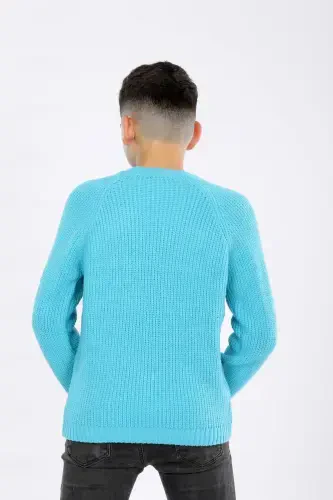 Boys Regular Fit Basic Knitted Sweater (4-13) Age-TURQUOISE - 4
