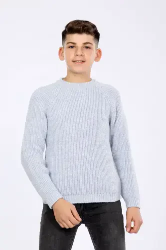 Boys Regular Fit Basic Knitted Sweater (4-13) Years-BABY BLUE - 1