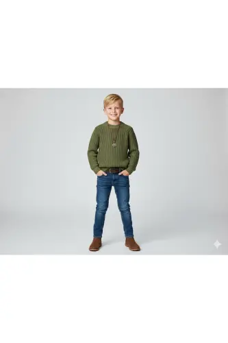 Boys Regular Fit Basic Knitwear Sweater - GREEN - 3