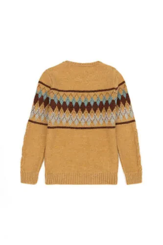 Boys Sand Melange Bicycle Collar Knit Sweater 50271363-VR123 - U.S. POLO ASSN.