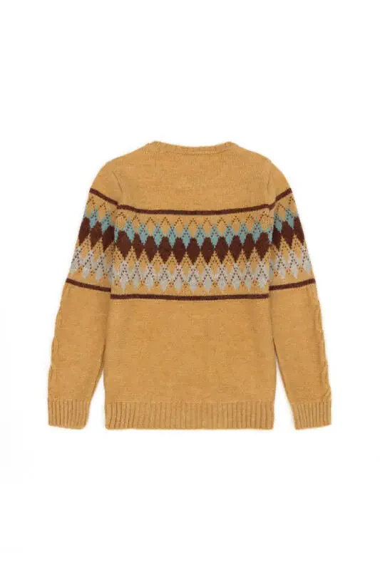 Boys Sand Melange Bicycle Collar Knit Sweater 50271363-VR123 - 1