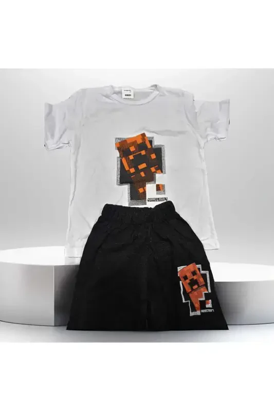 Boys' Short Set 6 - 14 Years Black White-WHITE - Modazone