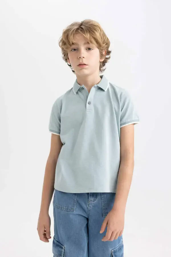 Boys' Short Sleeve Polo Shirt Green - 1