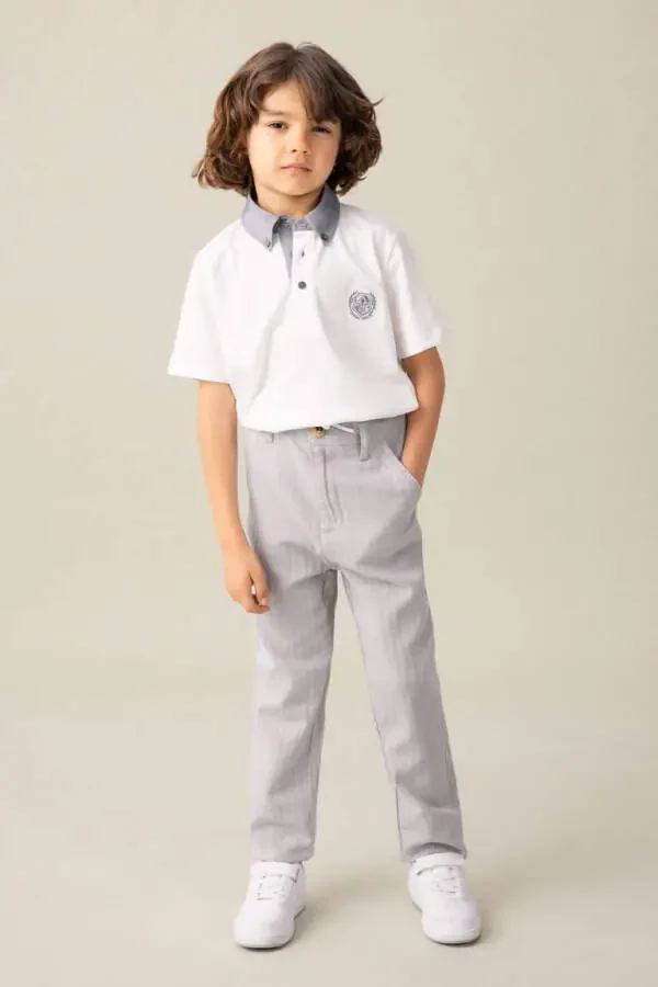 Boys' Short Sleeve Polo Shirt Off-White - 2