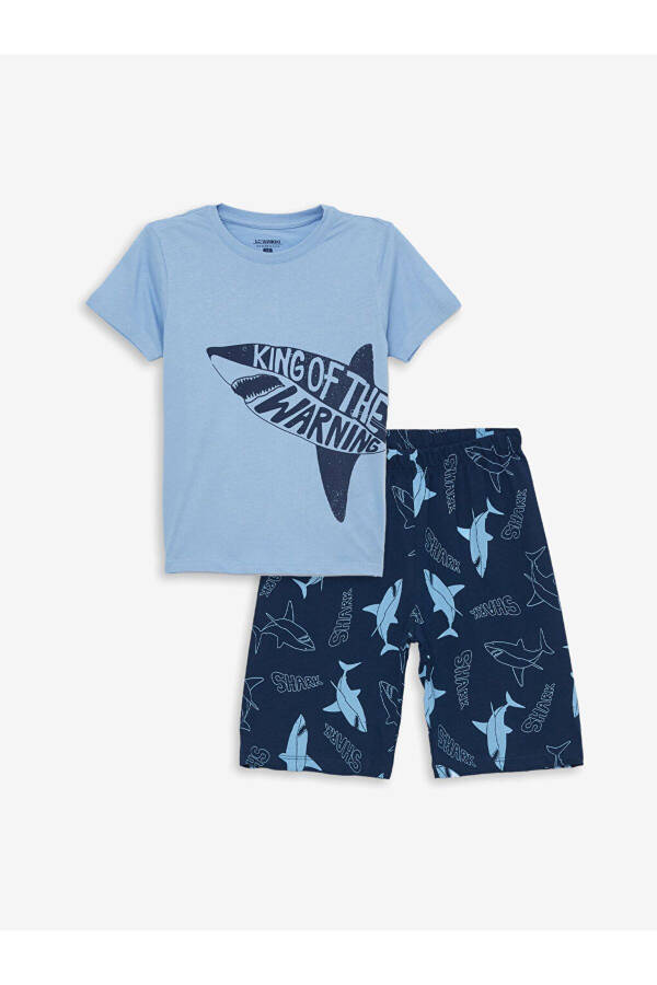 Boy's Short Sleeve Short Pajama Set with Bicycle Print - 1