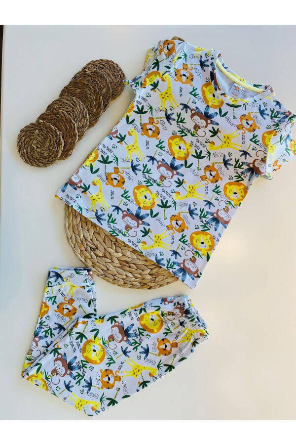 Boys' Short-Sleeved Lion Print Pajama Set GK3683 - 1