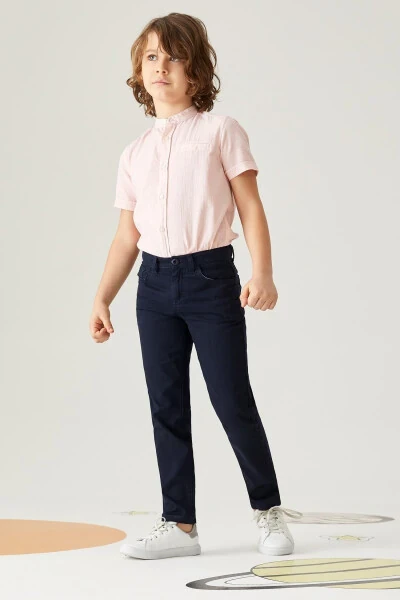 Boys Slim Fit Straight Leg Gabardine Trousers - DEFACTO (1)