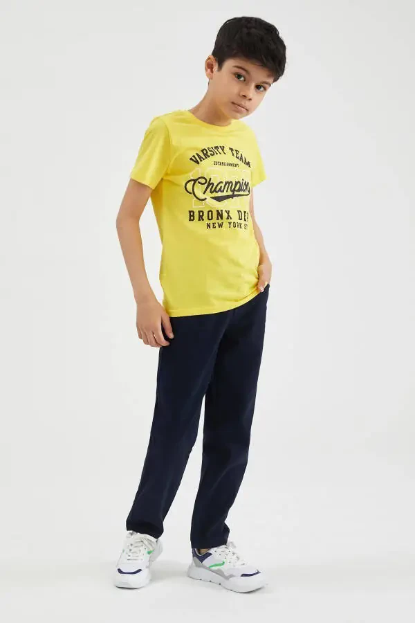 Boys Slim Fit Straight Leg Gabardine Trousers - 3