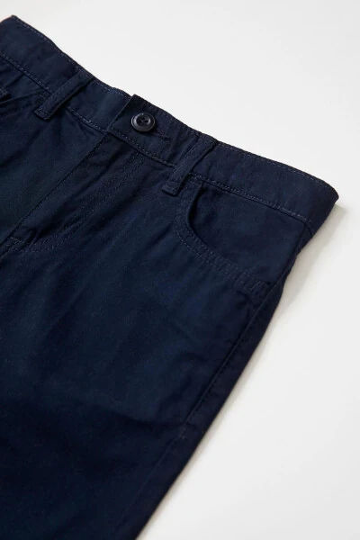Boys Slim Fit Straight Leg Gabardine Trousers - 5